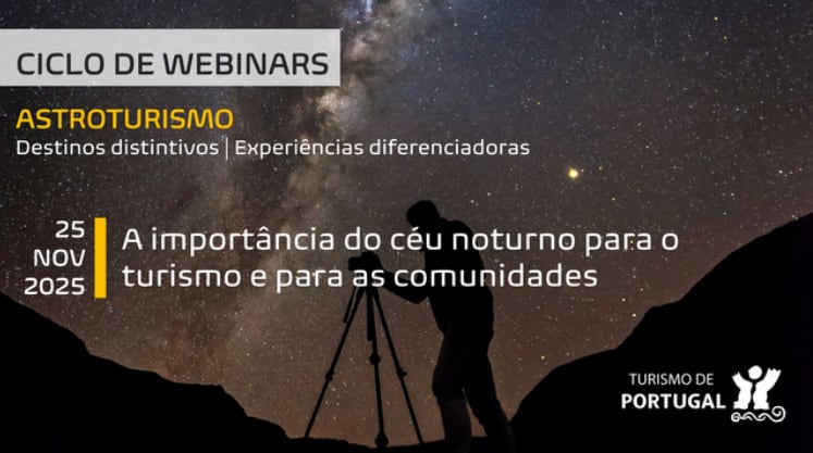 Poster for Turismo de Portugal's 4th Astrotourism Webinar, with the invited speakers.