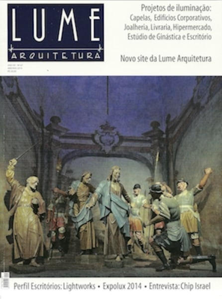 Cover of Revista Lume Arquitetura no. 67, April/May 2014, a lit nativity scene on the cover photograph.